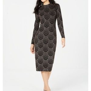 Embellished mock-neck midi dress